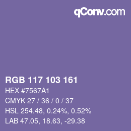 Color code: RGB 117 103 161 | qconv.com