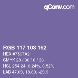 Farbcode: RGB 117 103 162 | qconv.com