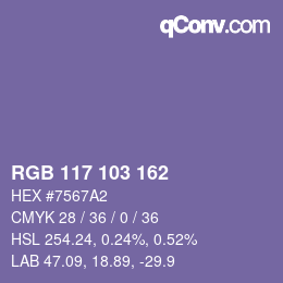 Color code: RGB 117 103 162 | qconv.com