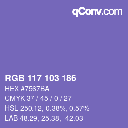 Color code: RGB 117 103 186 | qconv.com