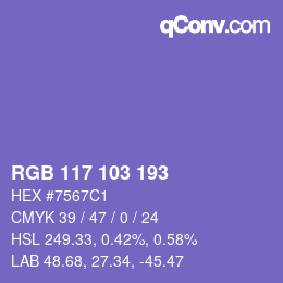 Color code: RGB 117 103 193 | qconv.com