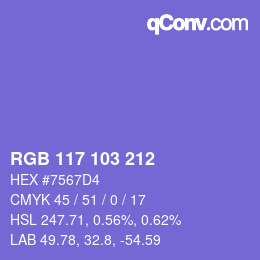 カラーコード: RGB 117 103 212 | qconv.com
