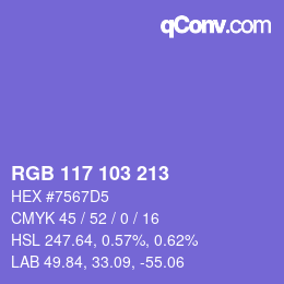 Color code: RGB 117 103 213 | qconv.com
