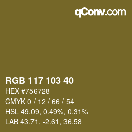 Color code: RGB 117 103 40 | qconv.com