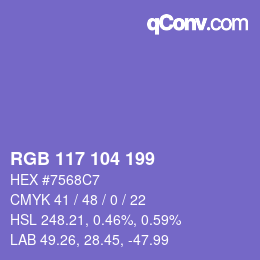 カラーコード: RGB 117 104 199 | qconv.com