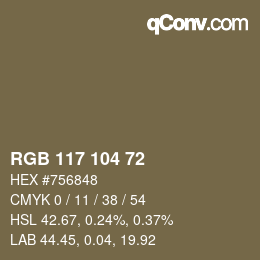 カラーコード: RGB 117 104 72 | qconv.com