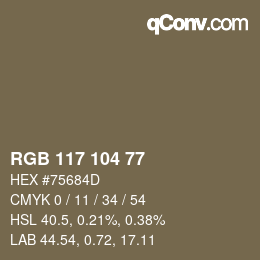Farbcode: RGB 117 104 77 | qconv.com
