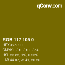 Color code: RGB 117 105 0 | qconv.com