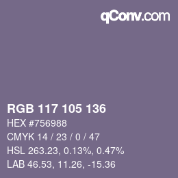 カラーコード: RGB 117 105 136 | qconv.com