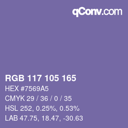 Farbcode: RGB 117 105 165 | qconv.com