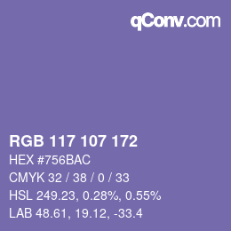 カラーコード: RGB 117 107 172 | qconv.com