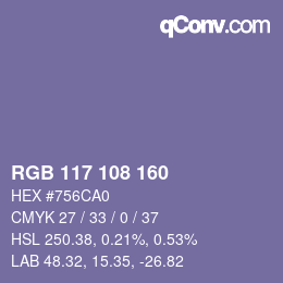 Color code: RGB 117 108 160 | qconv.com