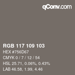 Código de color: RGB 117 109 103 | qconv.com