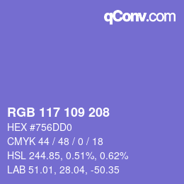 颜色代码: RGB 117 109 208 | qconv.com