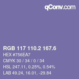 カラーコード: RGB 117 110.2 167.6 | qconv.com