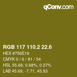 カラーコード: RGB 117 110.2 22.6 | qconv.com