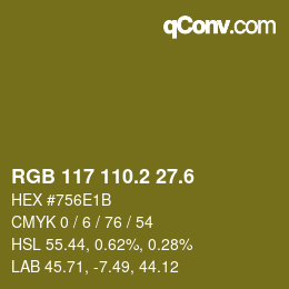 カラーコード: RGB 117 110.2 27.6 | qconv.com