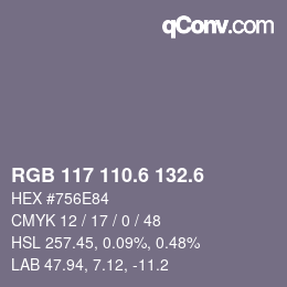 カラーコード: RGB 117 110.6 132.6 | qconv.com
