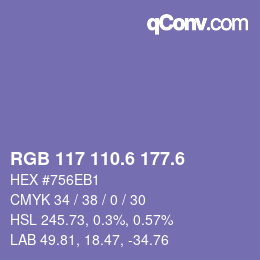 カラーコード: RGB 117 110.6 177.6 | qconv.com