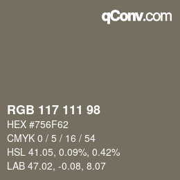 Color code: RGB 117 111 98 | qconv.com