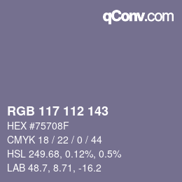 Farbcode: RGB 117 112 143 | qconv.com