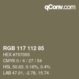 Farbcode: RGB 117 112 85 | qconv.com