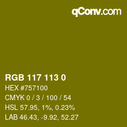 Color code: RGB 117 113 0 | qconv.com