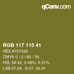 カラーコード: RGB 117 115 41 | qconv.com