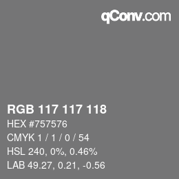 Color code: RGB 117 117 118 | qconv.com