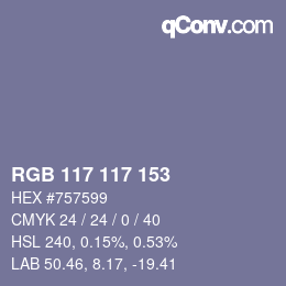 Color code: RGB 117 117 153 | qconv.com