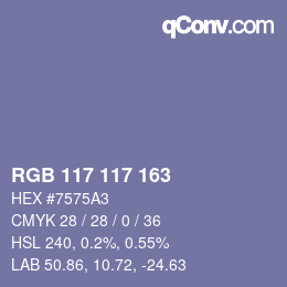 Color code: RGB 117 117 163 | qconv.com