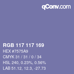 Color code: RGB 117 117 169 | qconv.com