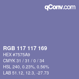 颜色代码: RGB 117 117 169 | qconv.com