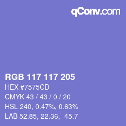 颜色代码: RGB 117 117 205 | qconv.com