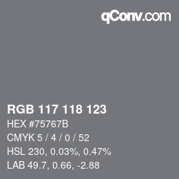 颜色代码: RGB 117 118 123 | qconv.com