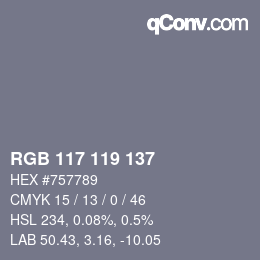 颜色代码: RGB 117 119 137 | qconv.com