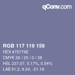 颜色代码: RGB 117 119 158 | qconv.com