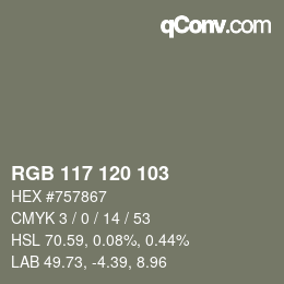 カラーコード: RGB 117 120 103 | qconv.com
