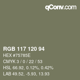 Farbcode: RGB 117 120 94 | qconv.com