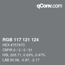 Farbcode: RGB 117 121 124 | qconv.com