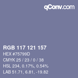 Código de color: RGB 117 121 157 | qconv.com