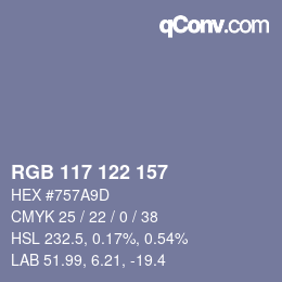 カラーコード: RGB 117 122 157 | qconv.com