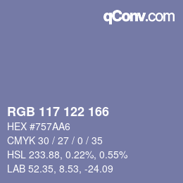 Color code: RGB 117 122 166 | qconv.com