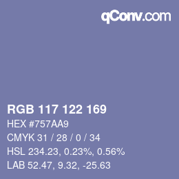 颜色代码: RGB 117 122 169 | qconv.com