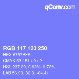 Color code: RGB 117 123 250 | qconv.com