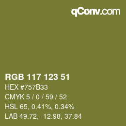 颜色代码: RGB 117 123 51 | qconv.com