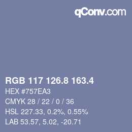 カラーコード: RGB 117 126.8 163.4 | qconv.com