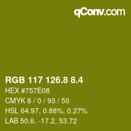 カラーコード: RGB 117 126.8 8.4 | qconv.com