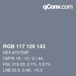 颜色代码: RGB 117 126 143 | qconv.com