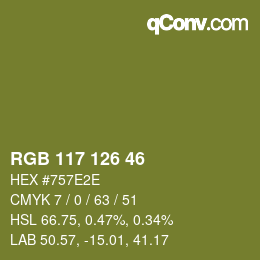 Código de color: RGB 117 126 46 | qconv.com